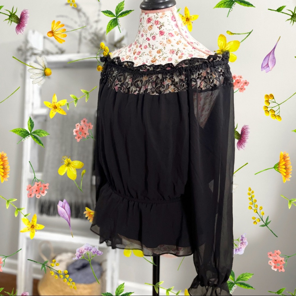 Romantic Italian Off the Shoulder Chiffon Blouse